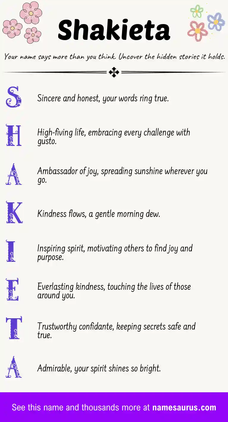 Acrostic poem about Shakieta.