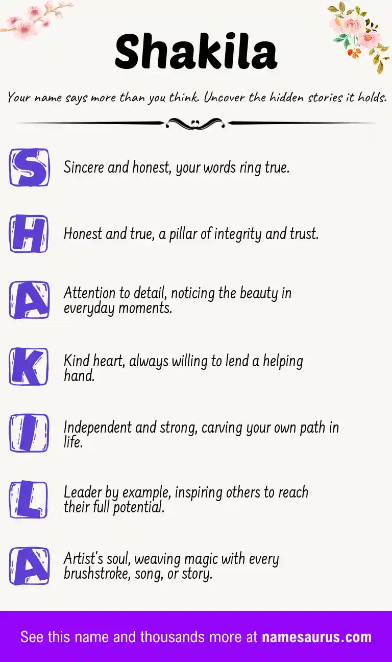 Acrostic poem about Shakila.