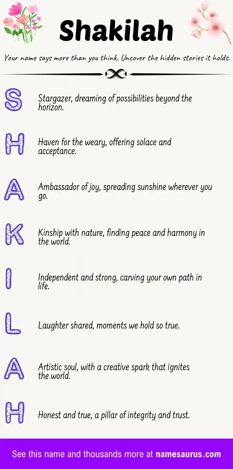 Acrostic poem about Shakilah.