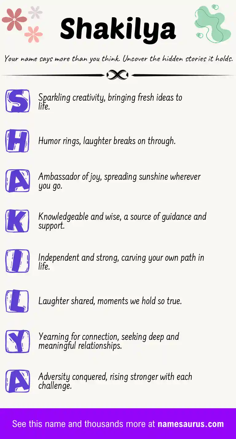Acrostic poem about Shakilya.
