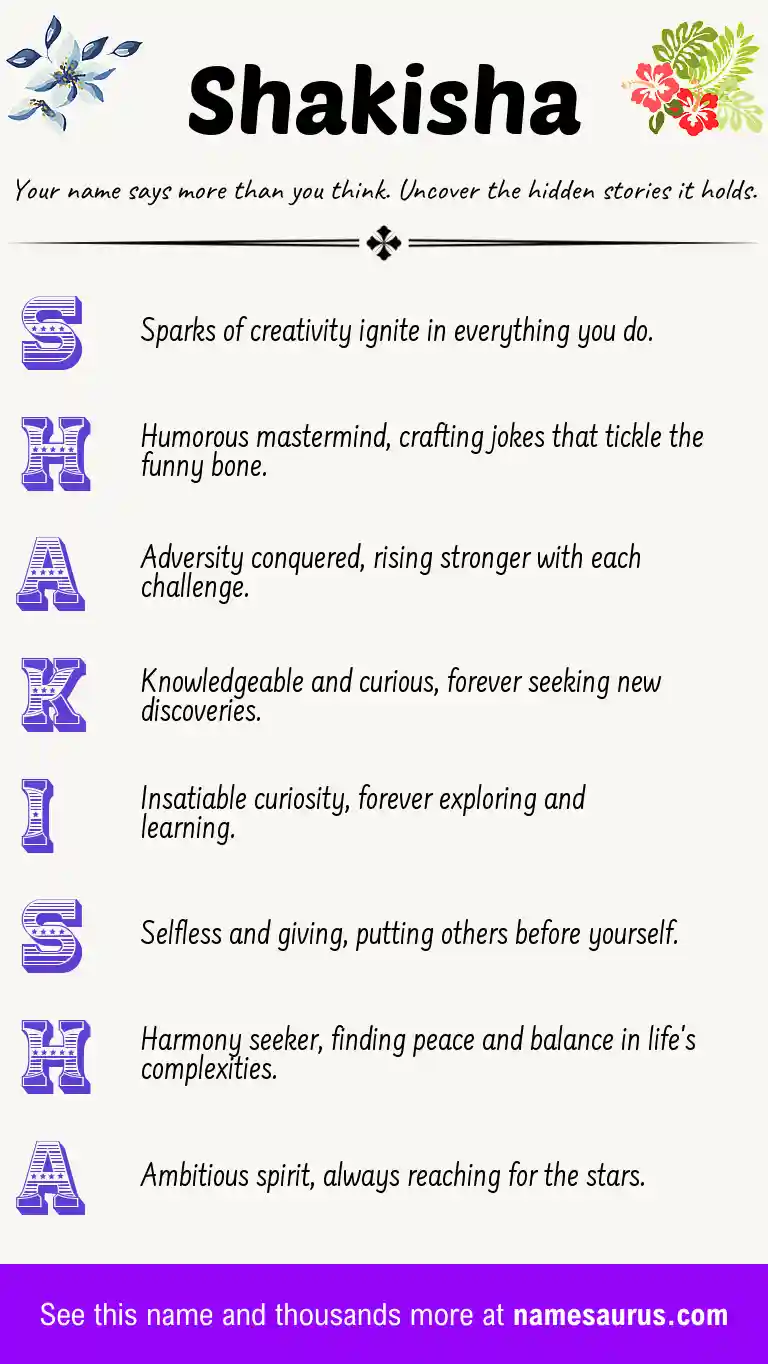Acrostic poem about Shakisha.
