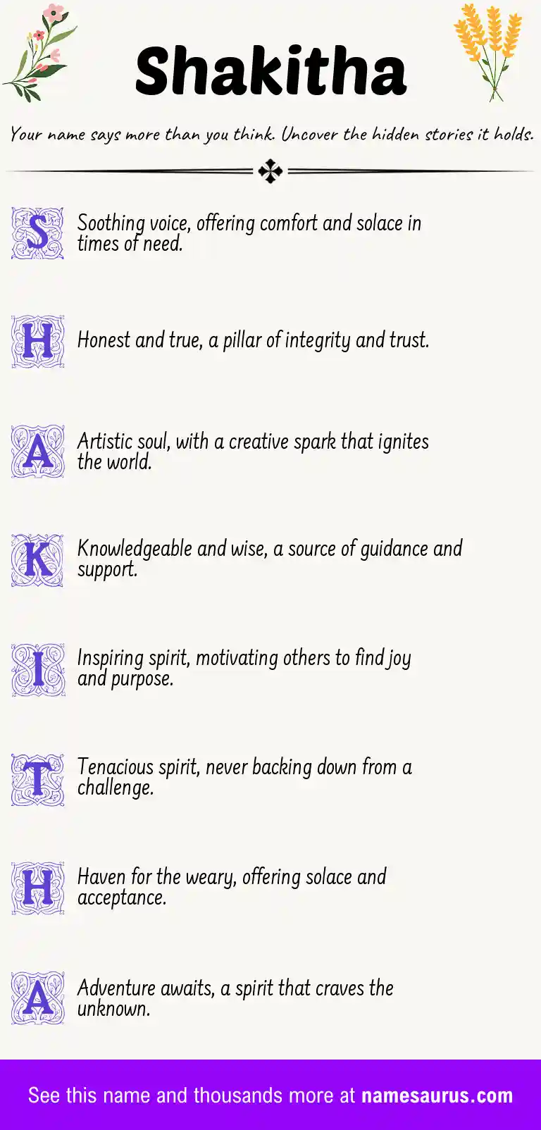 Acrostic poem about Shakitha.