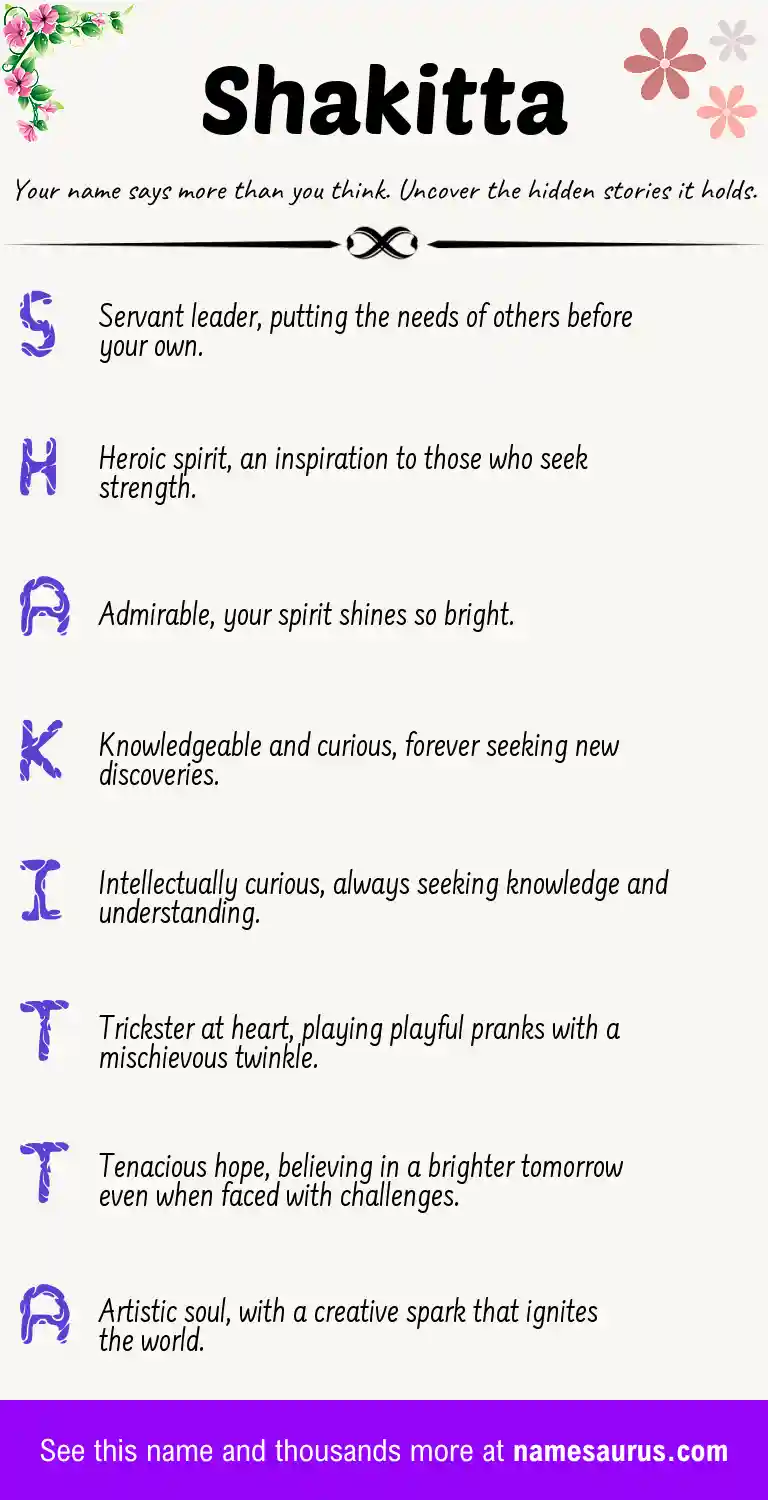 Acrostic poem about Shakitta.