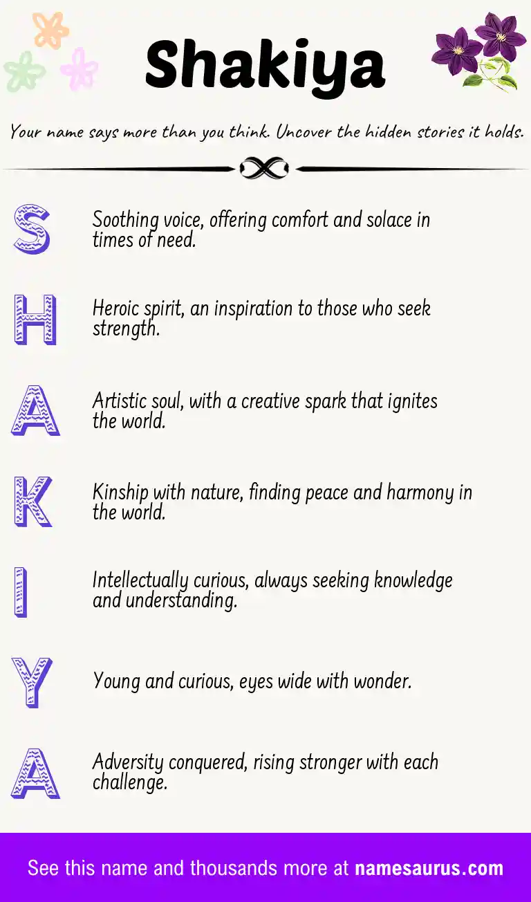 Acrostic poem about Shakiya.