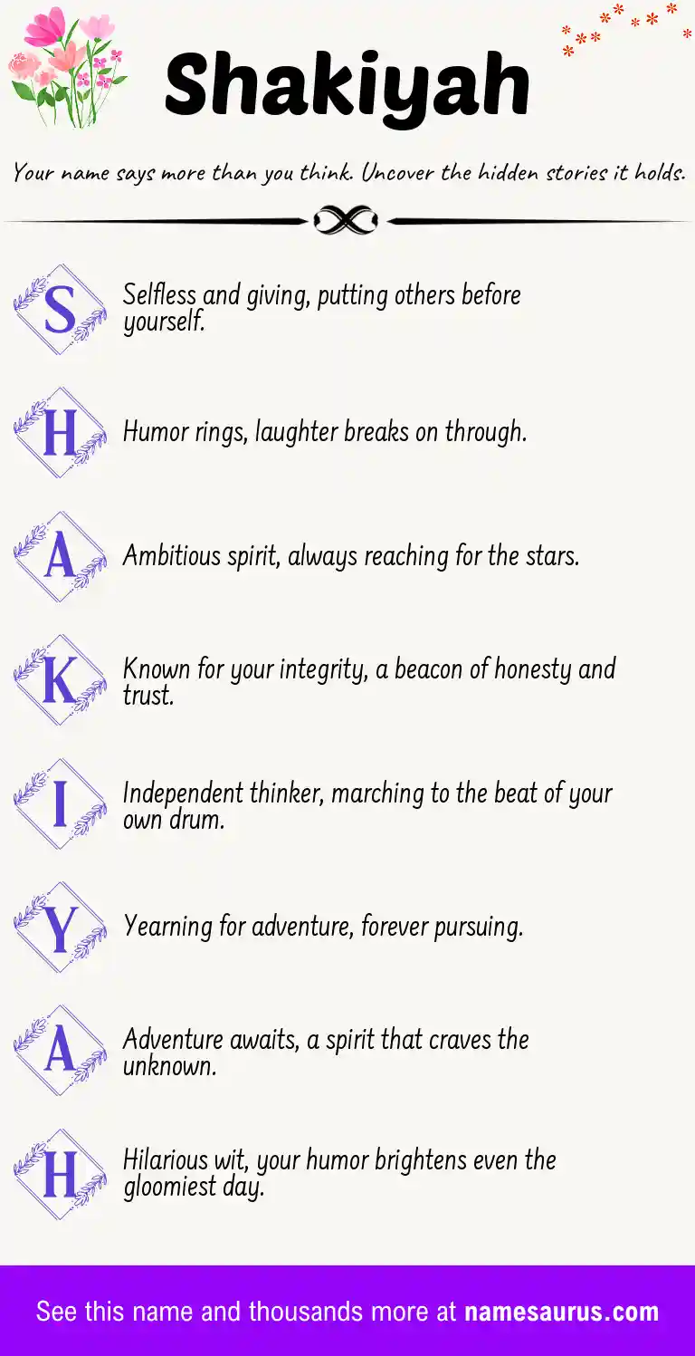 Acrostic poem about Shakiyah.