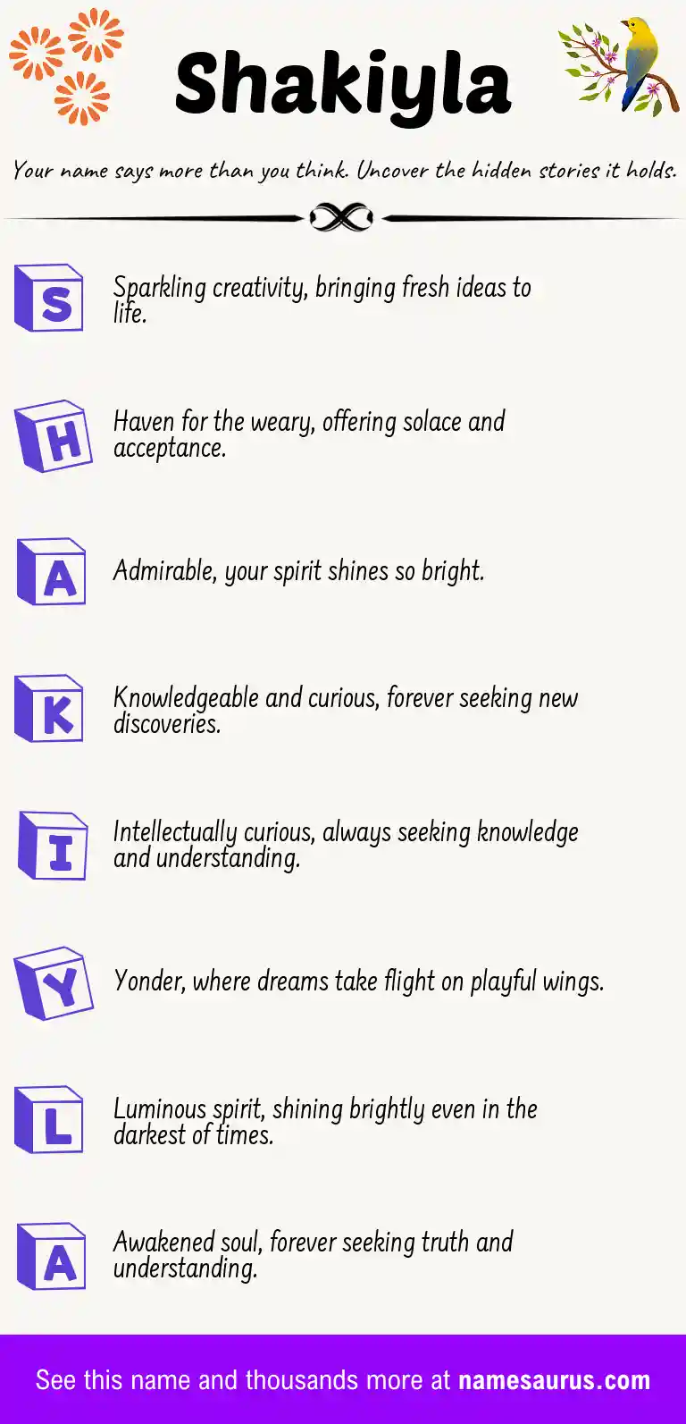 Acrostic poem about Shakiyla.