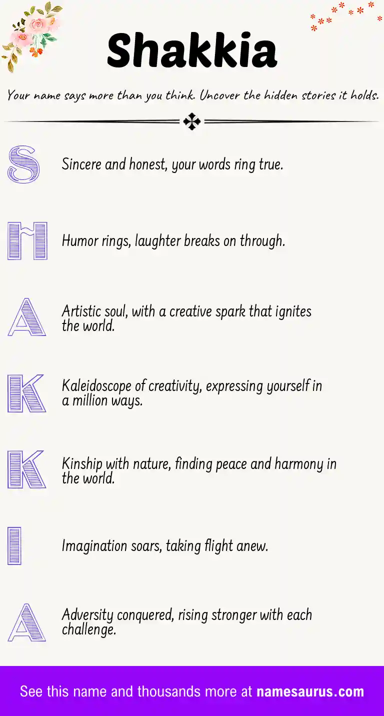 Acrostic poem about Shakkia.