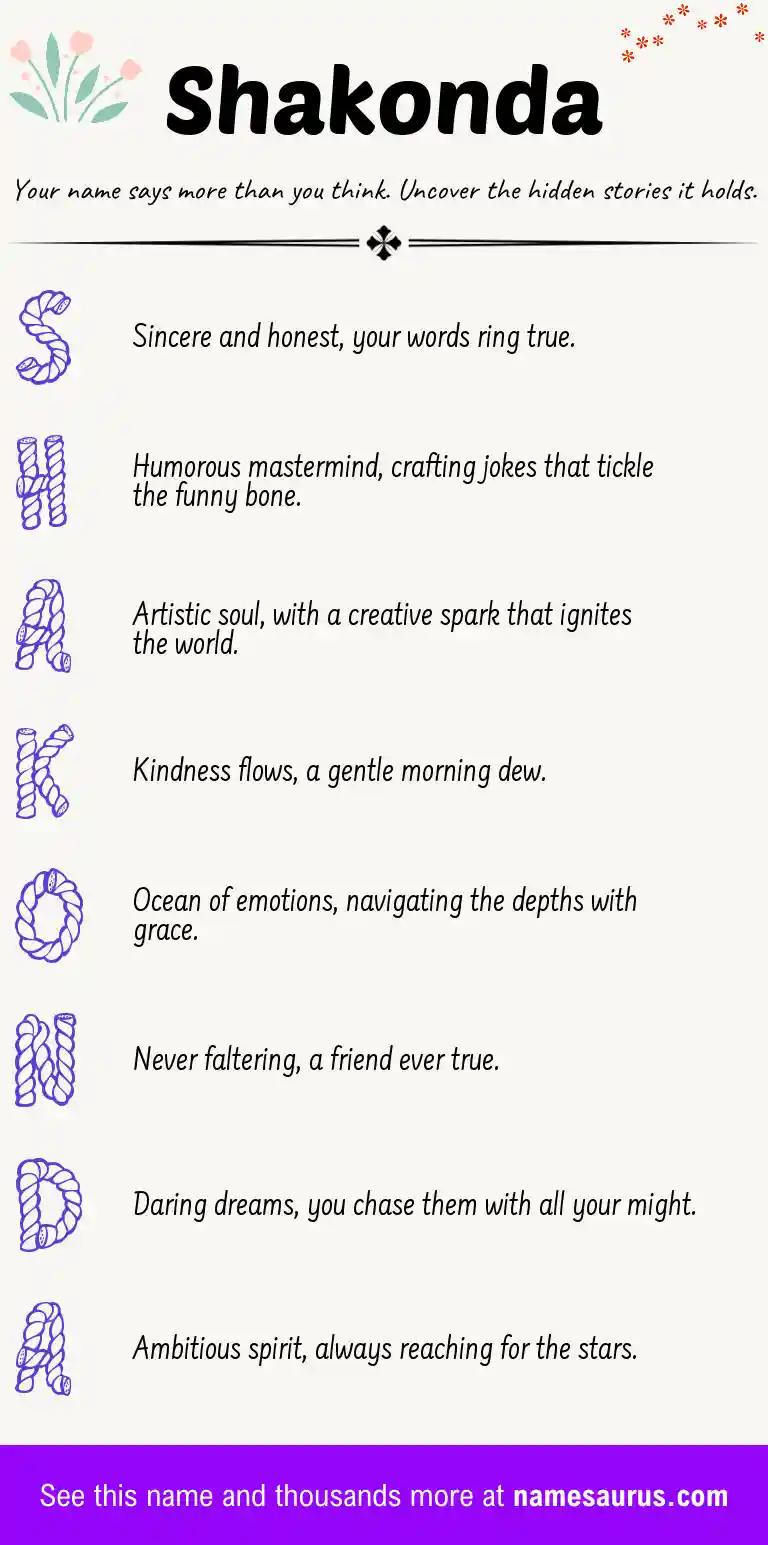 Acrostic poem about Shakonda.