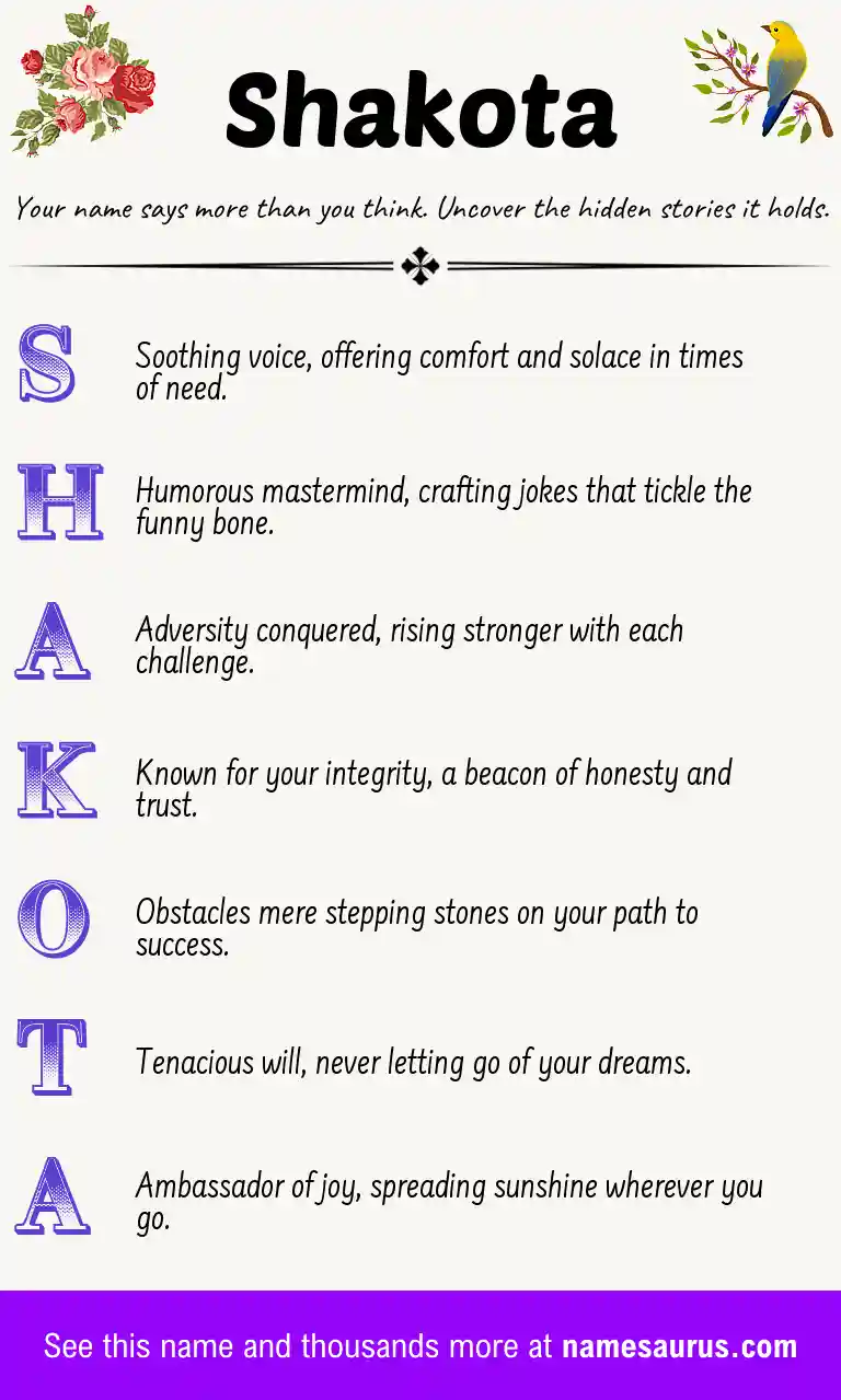 Acrostic poem about Shakota.