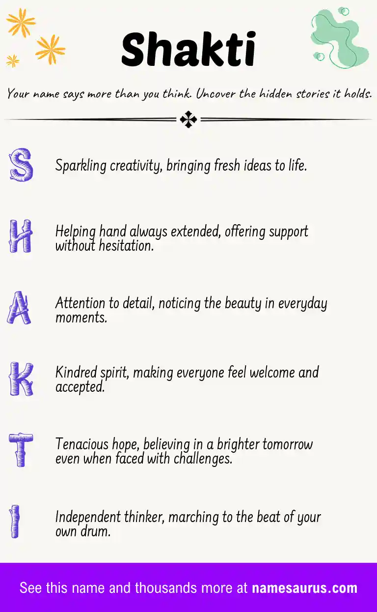 Acrostic poem about Shakti.