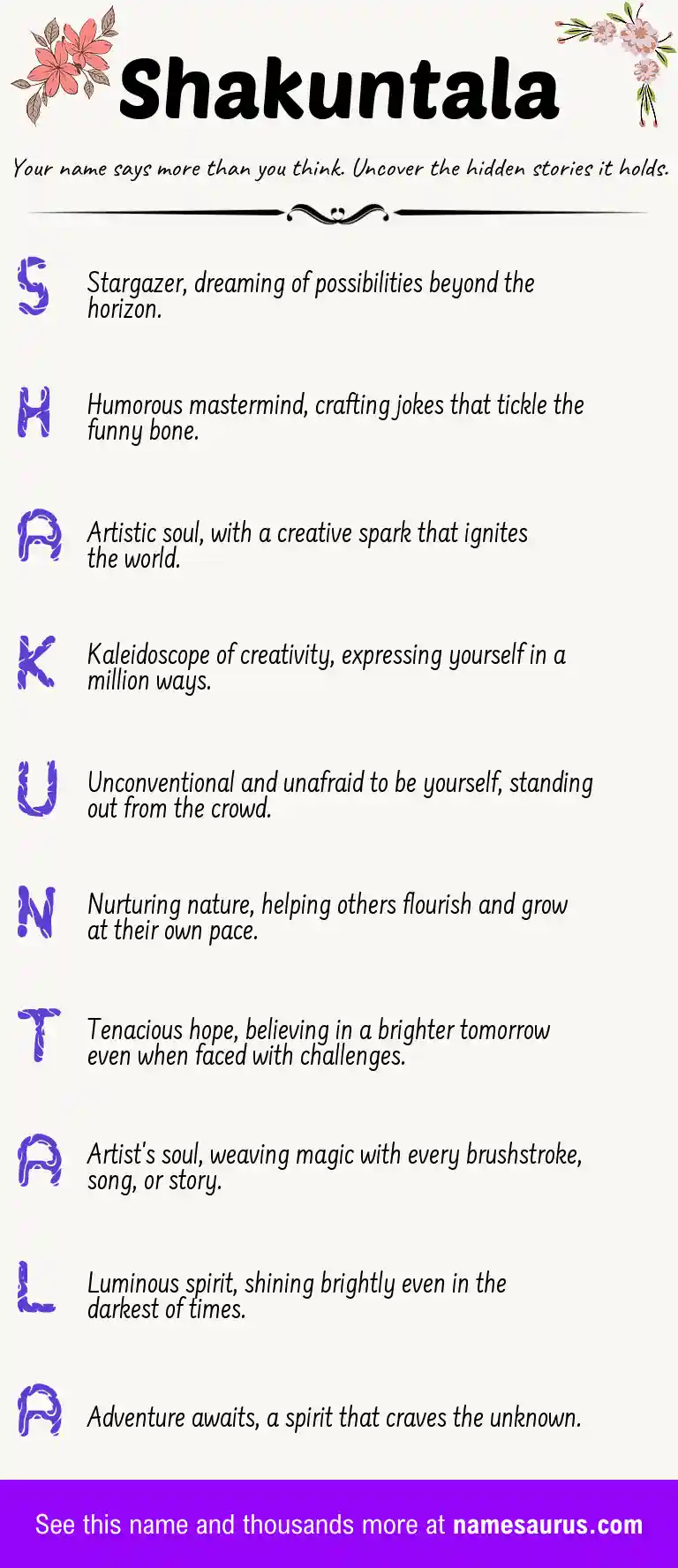 Acrostic poem about Shakuntala.