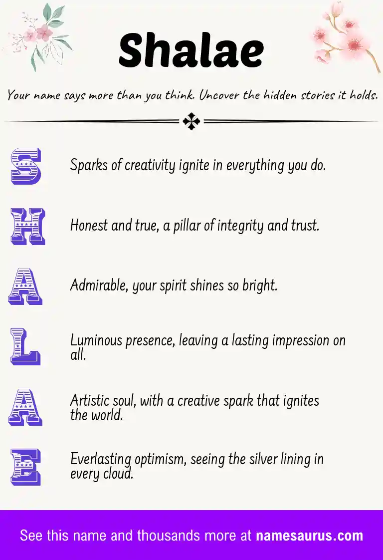 Acrostic poem about Shalae.