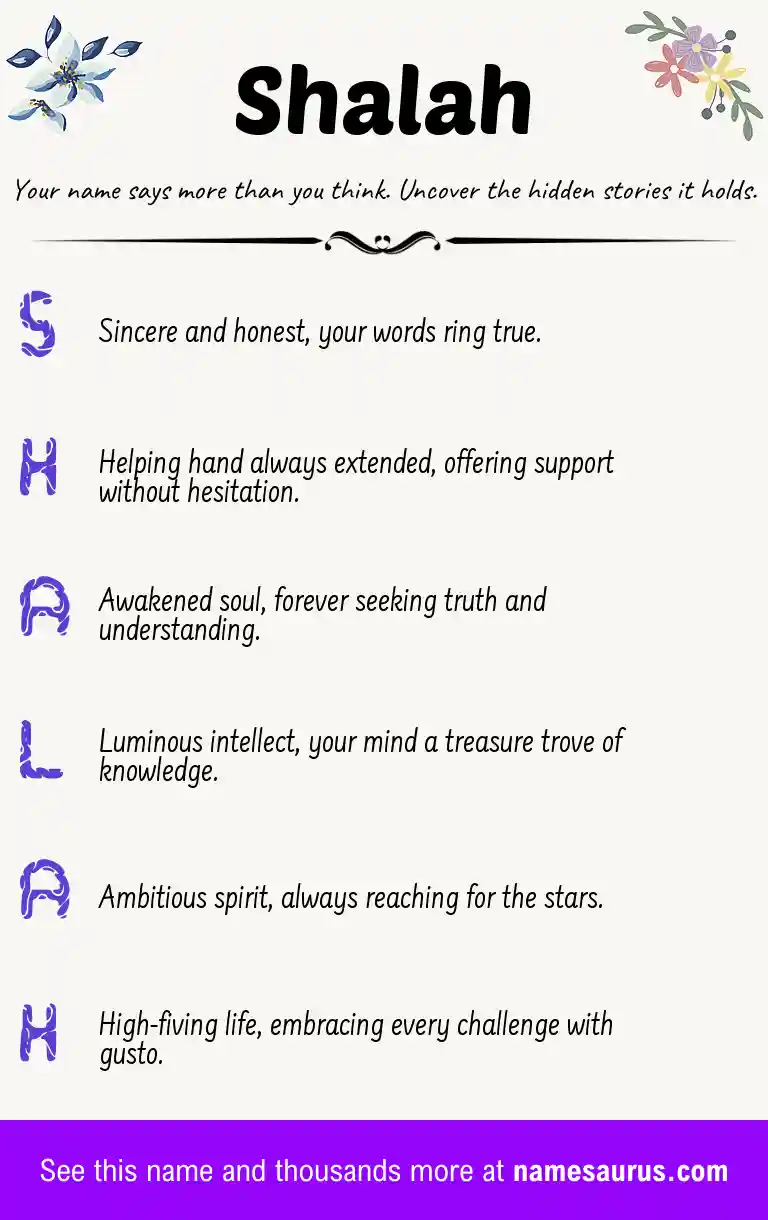 Acrostic poem about Shalah.