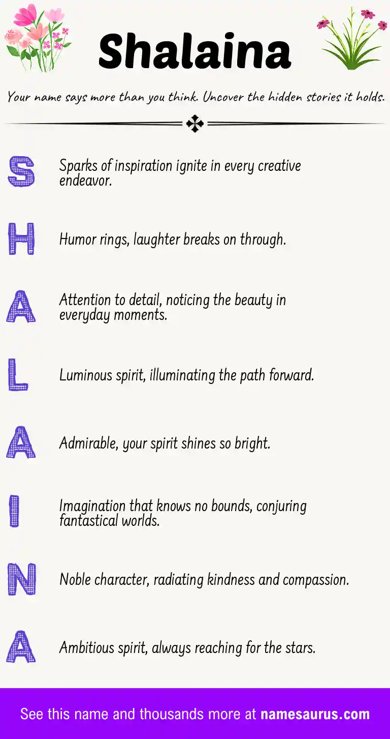 Acrostic poem about Shalaina.