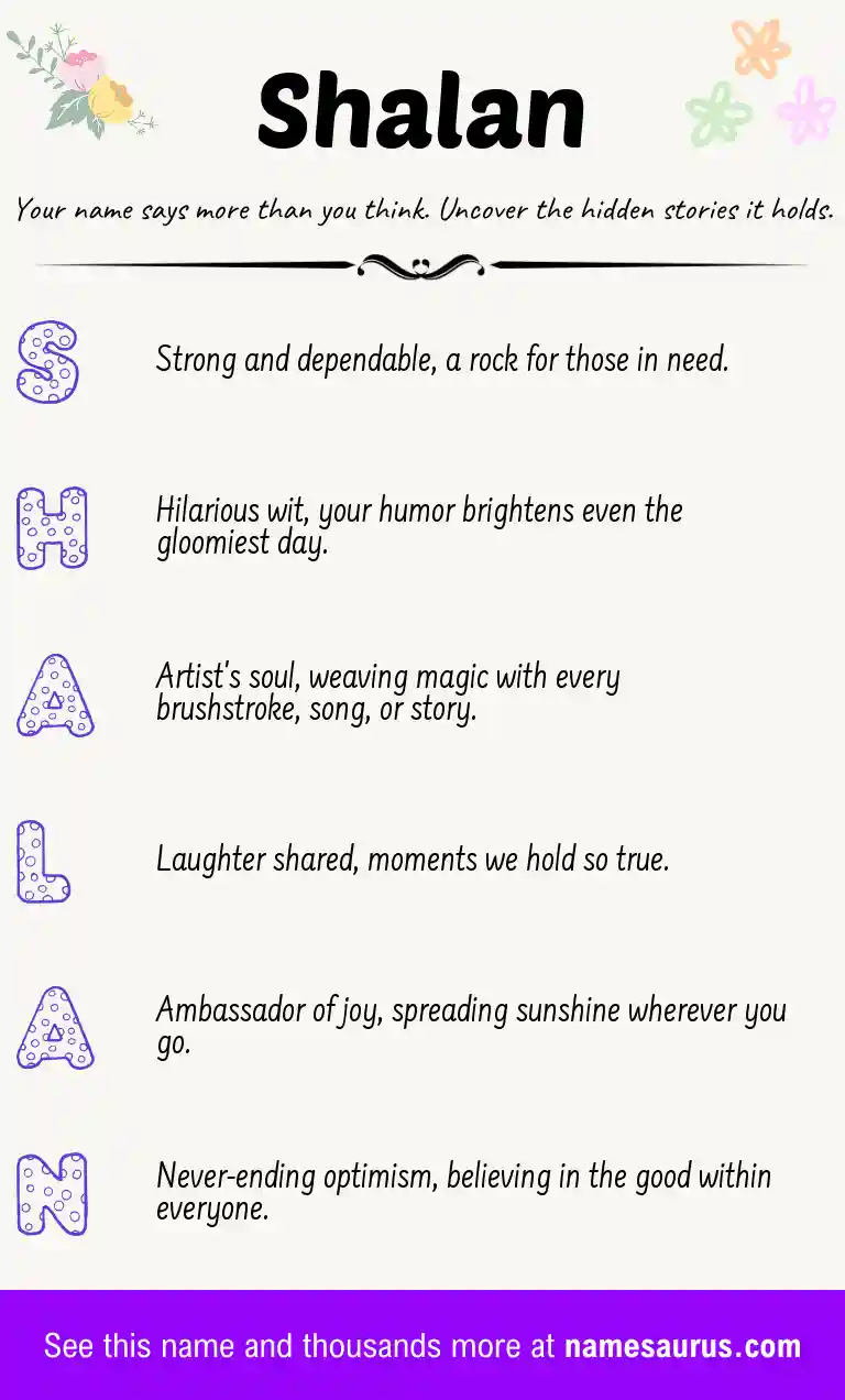 Acrostic poem about Shalan.