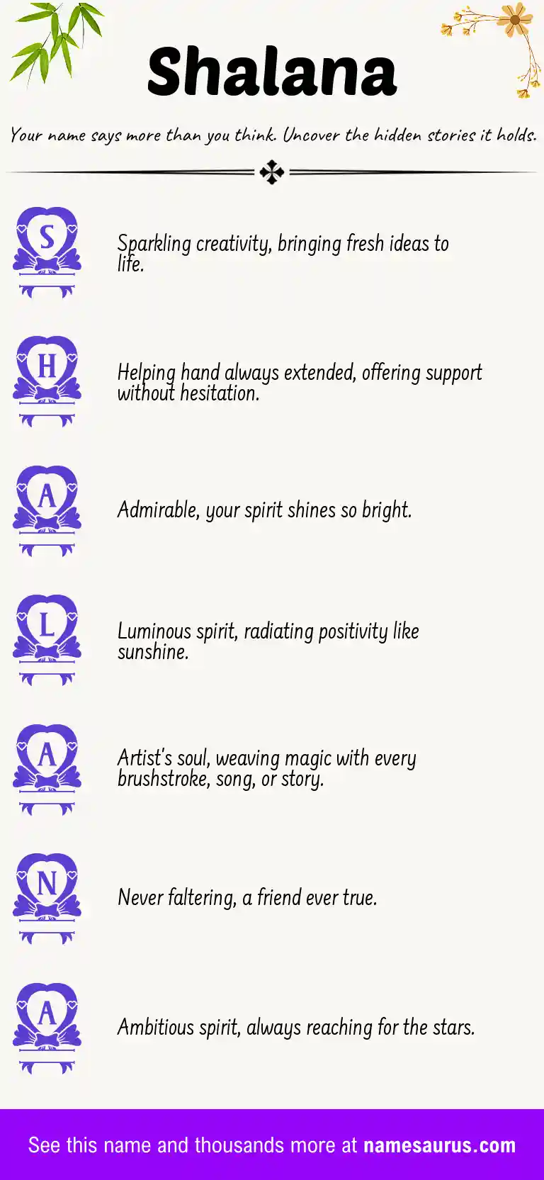 Acrostic poem about Shalana.