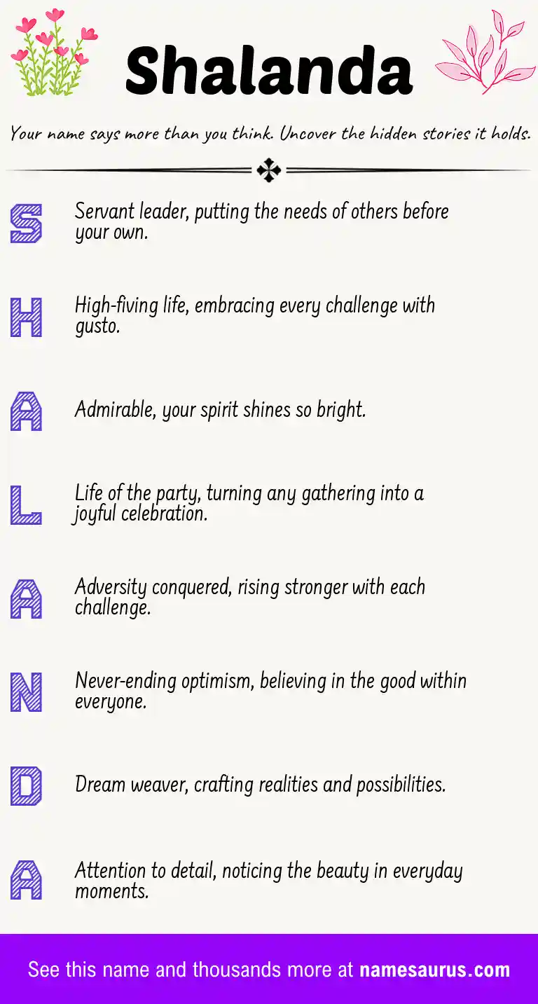 Acrostic poem about Shalanda.