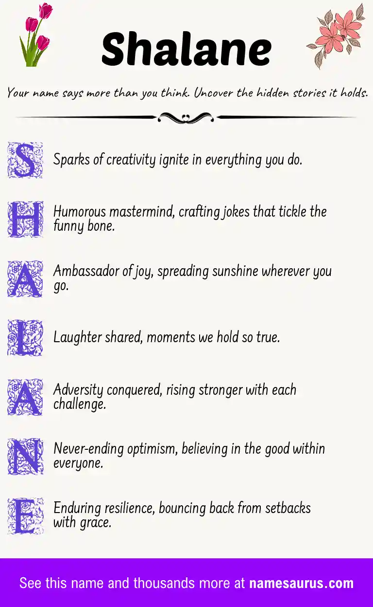 Acrostic poem about Shalane.