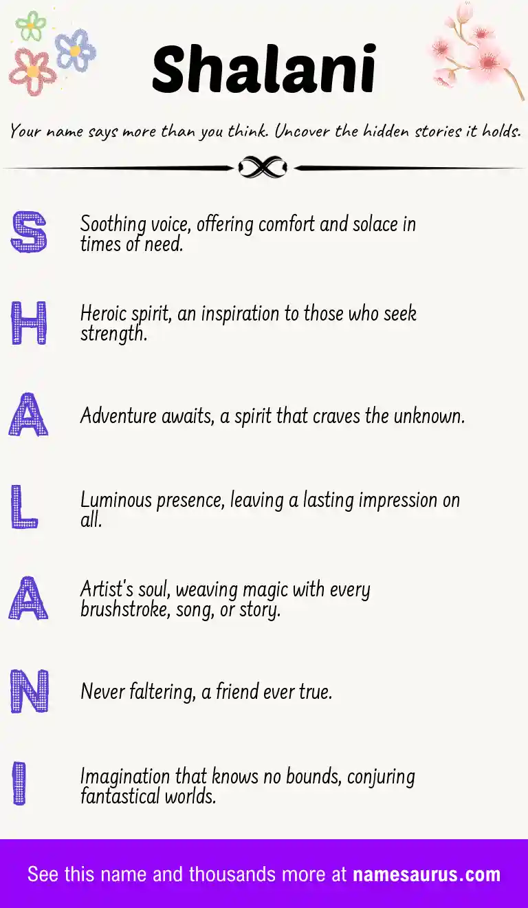 Acrostic poem about Shalani.