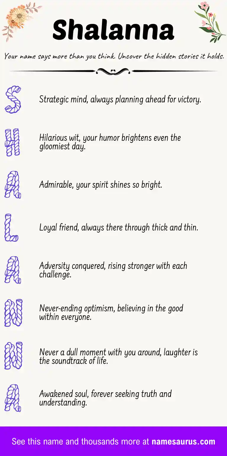 Acrostic poem about Shalanna.