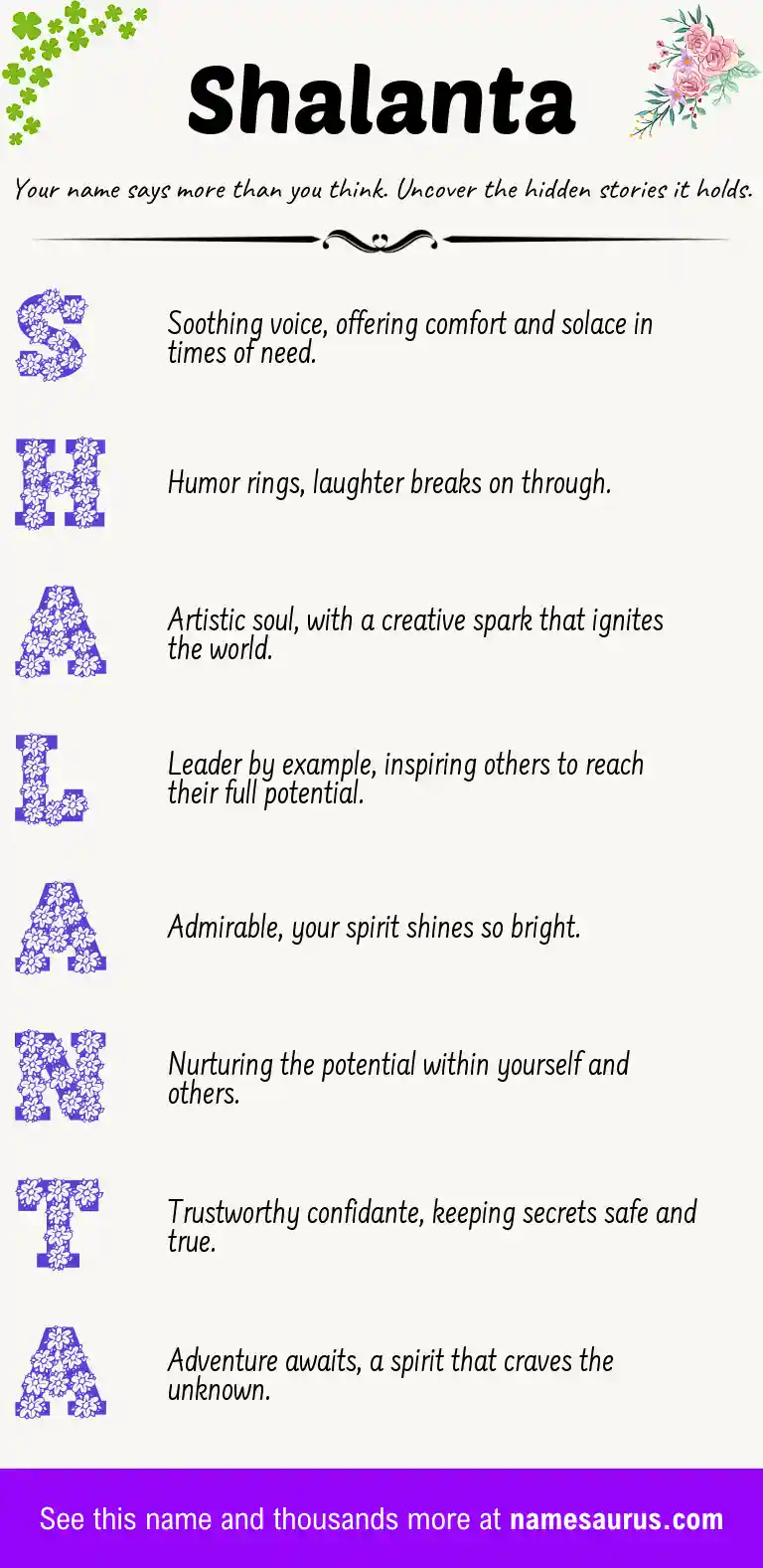 Acrostic poem about Shalanta.