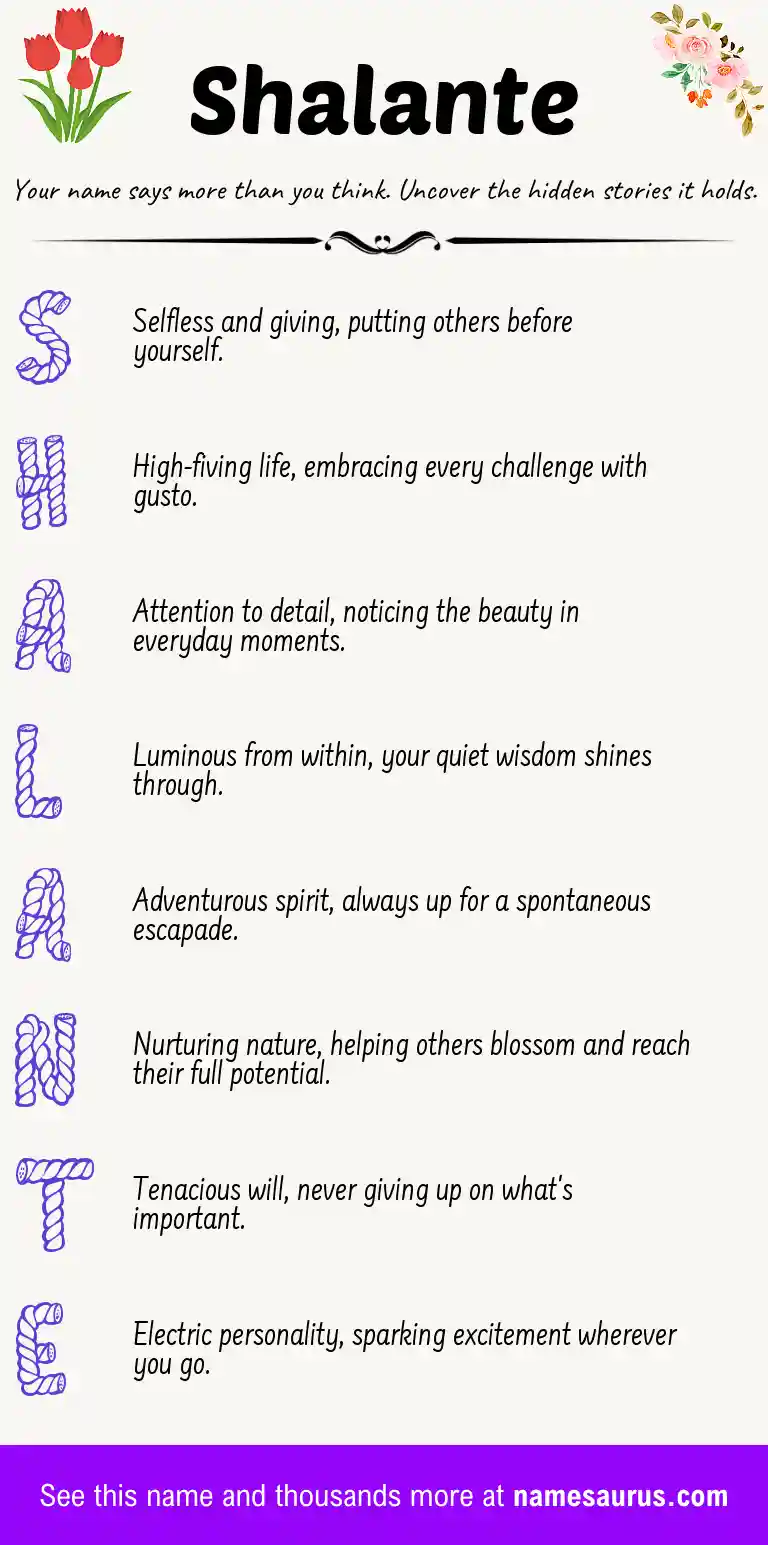 Acrostic poem about Shalante.