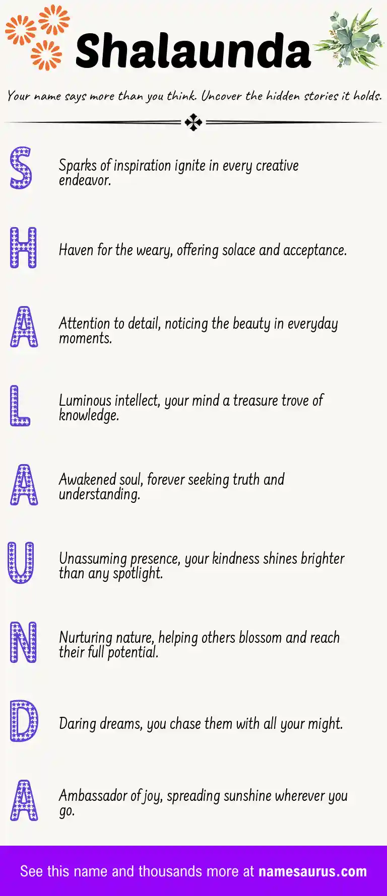Acrostic poem about Shalaunda.