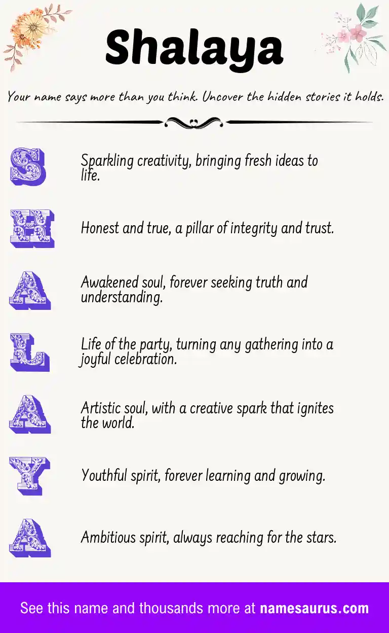 Acrostic poem about Shalaya.