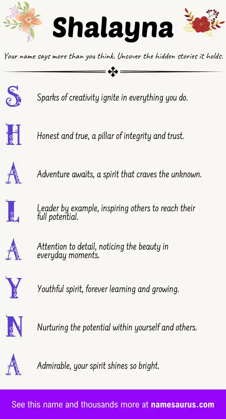Acrostic poem about Shalayna.
