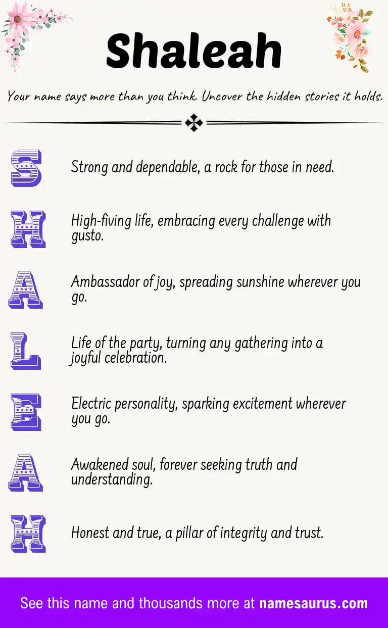 Acrostic poem about Shaleah.