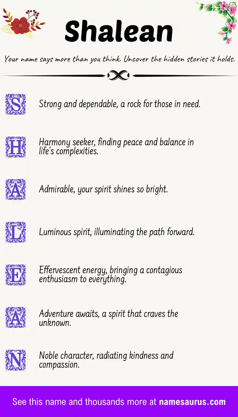 Acrostic poem about Shalean.