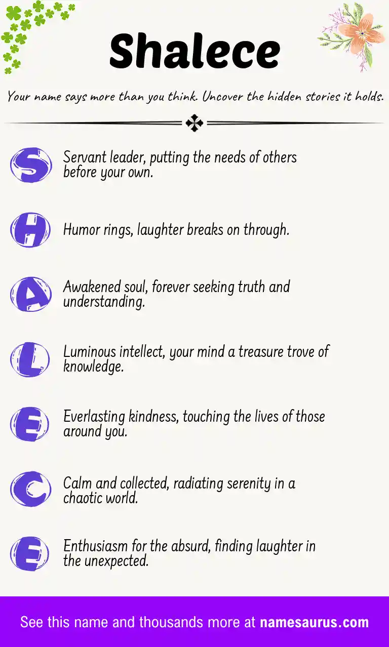 Acrostic poem about Shalece.