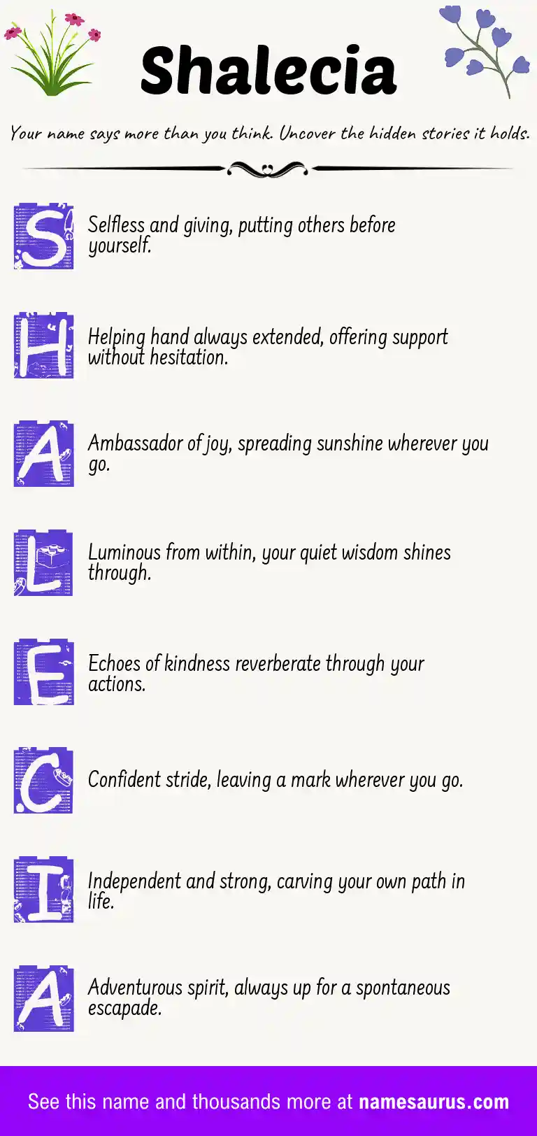 Acrostic poem about Shalecia.