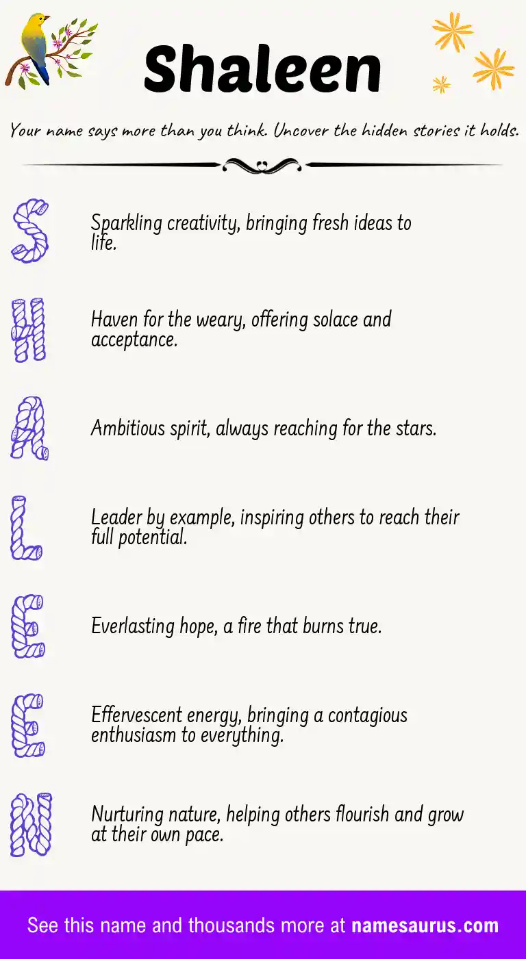 Acrostic poem about Shaleen.