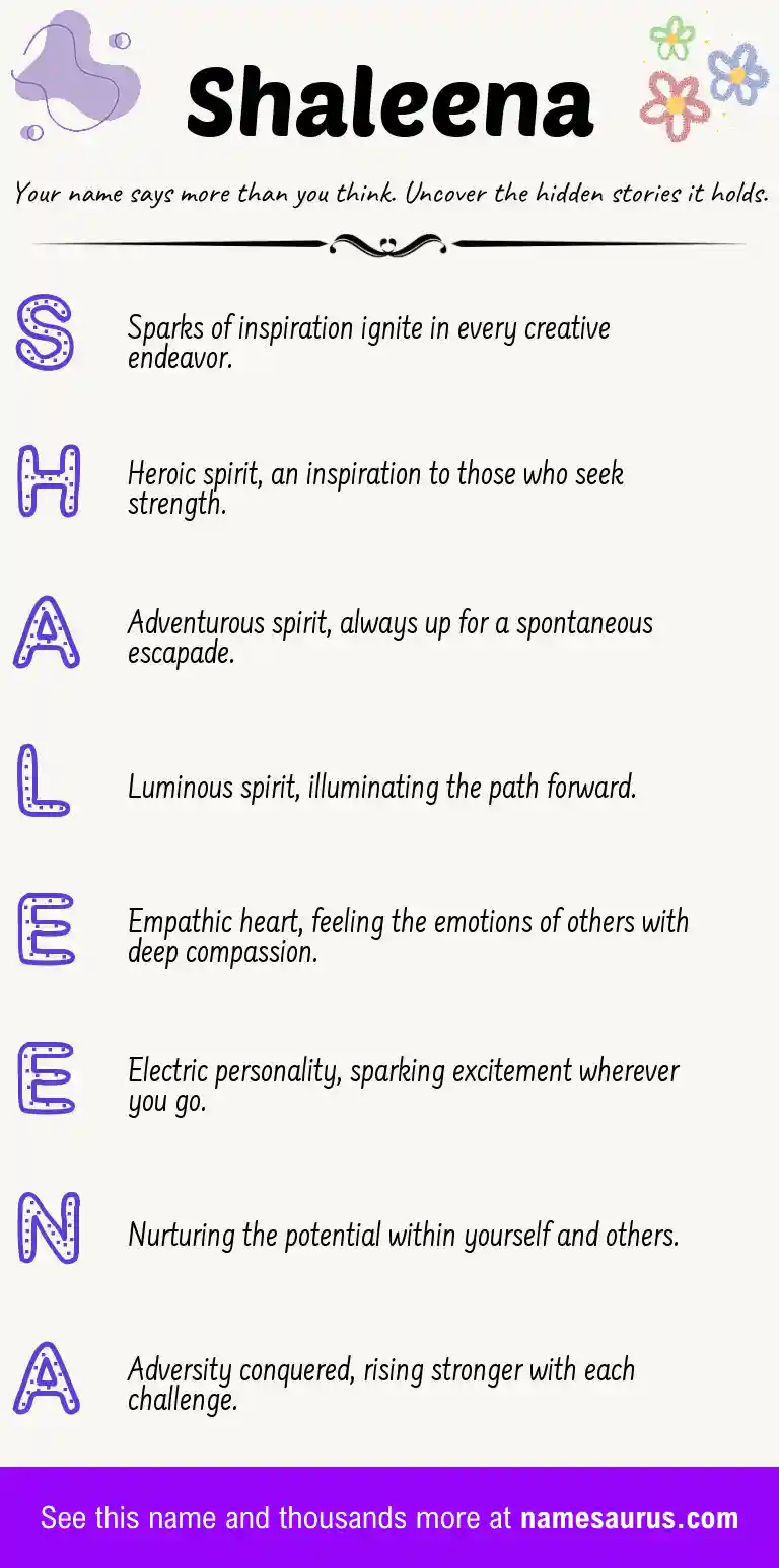 Acrostic poem about Shaleena.