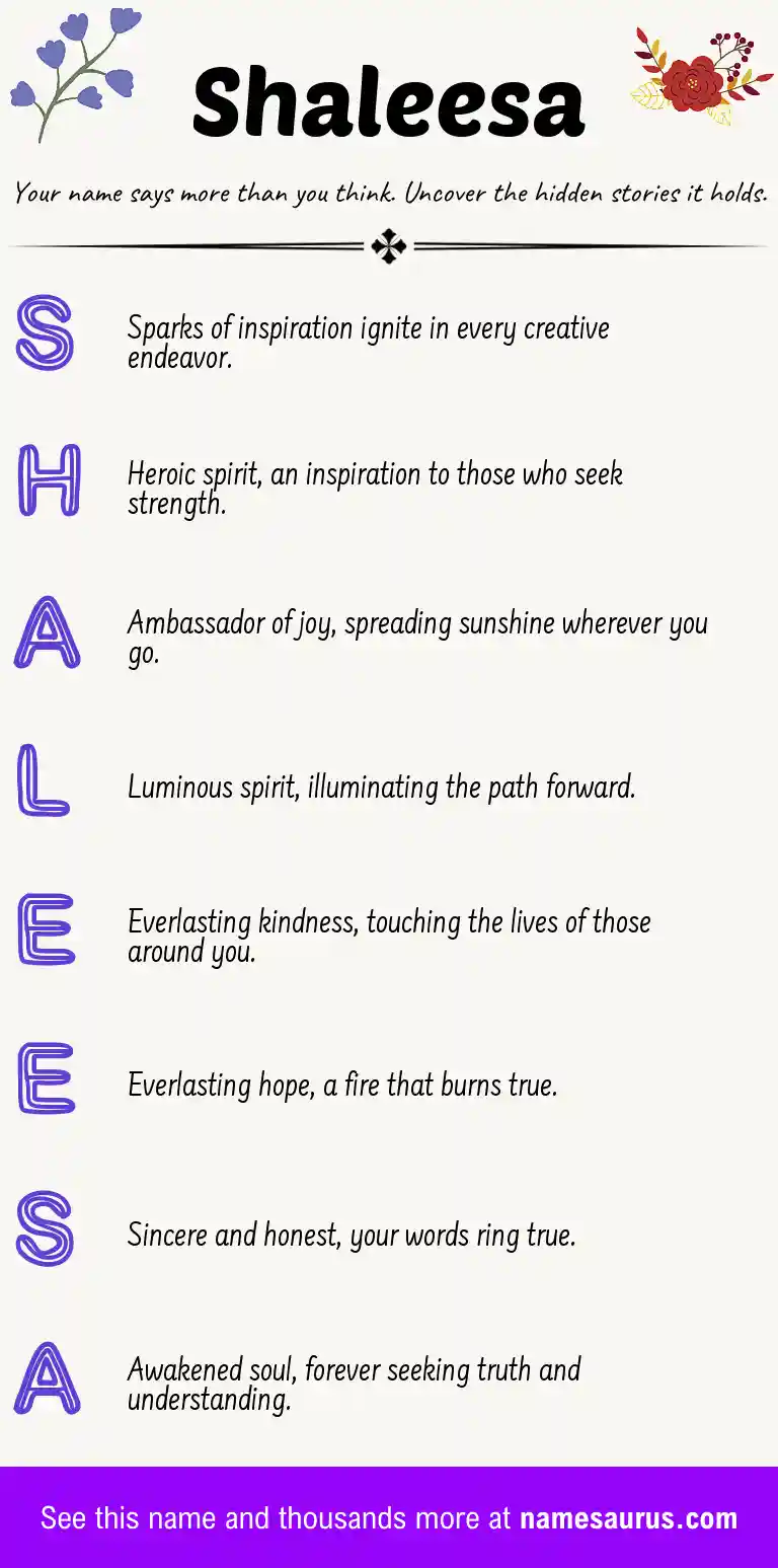 Acrostic poem about Shaleesa.