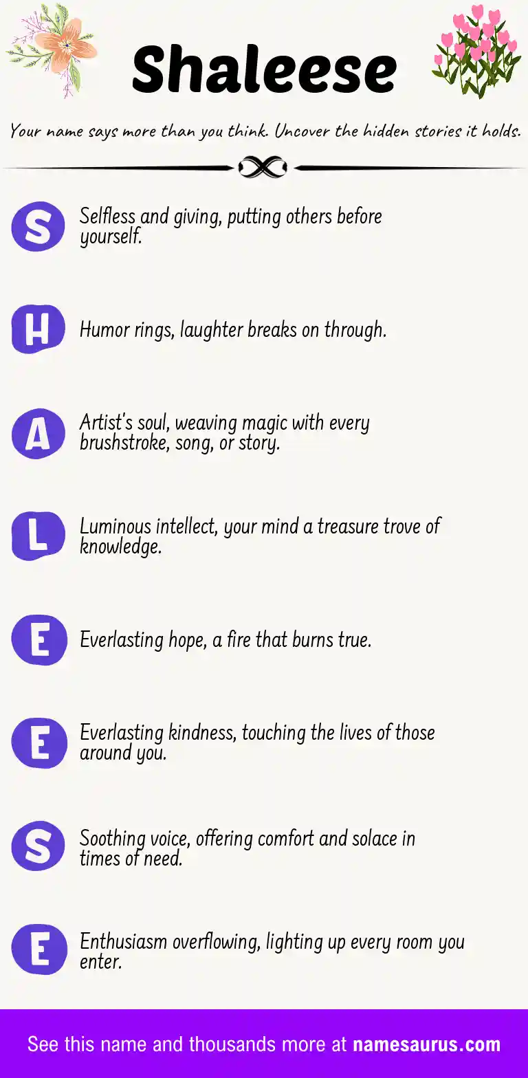 Acrostic poem about Shaleese.