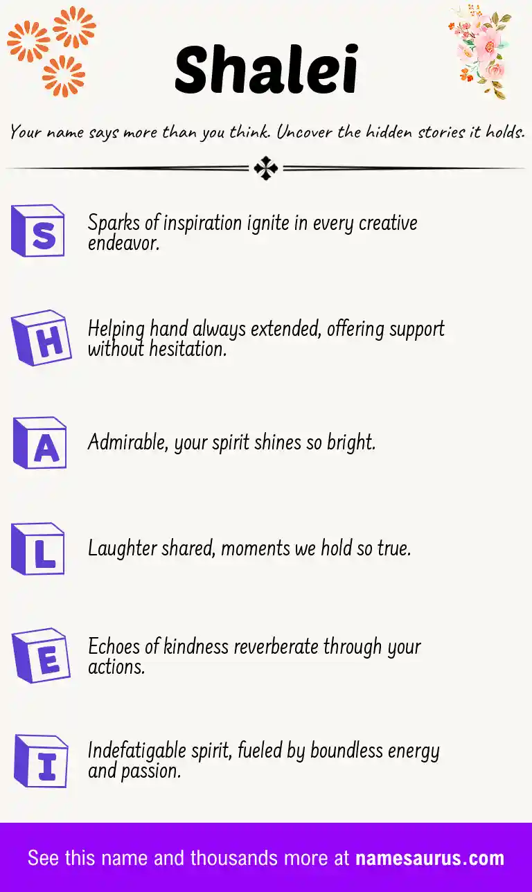 Acrostic poem about Shalei.