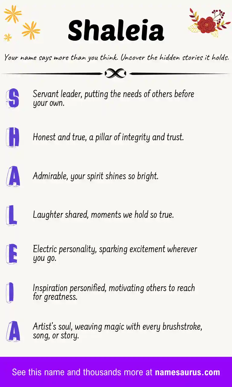 Acrostic poem about Shaleia.