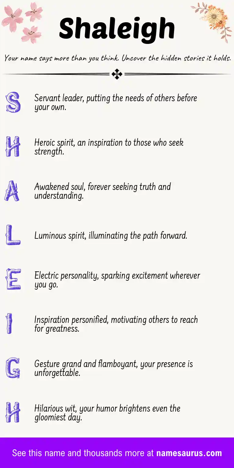 Acrostic poem about Shaleigh.