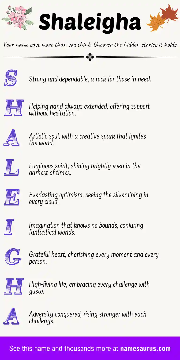 Acrostic poem about Shaleigha.