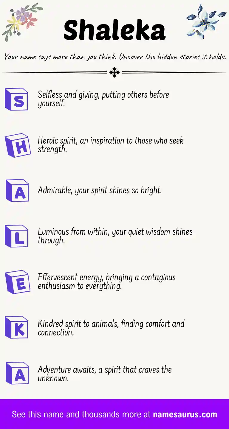 Acrostic poem about Shaleka.