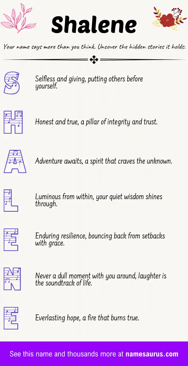 Acrostic poem about Shalene.