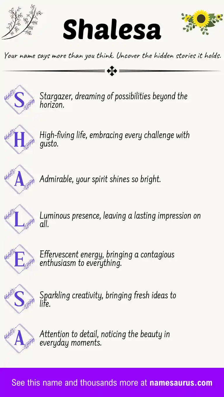 Acrostic poem about Shalesa.