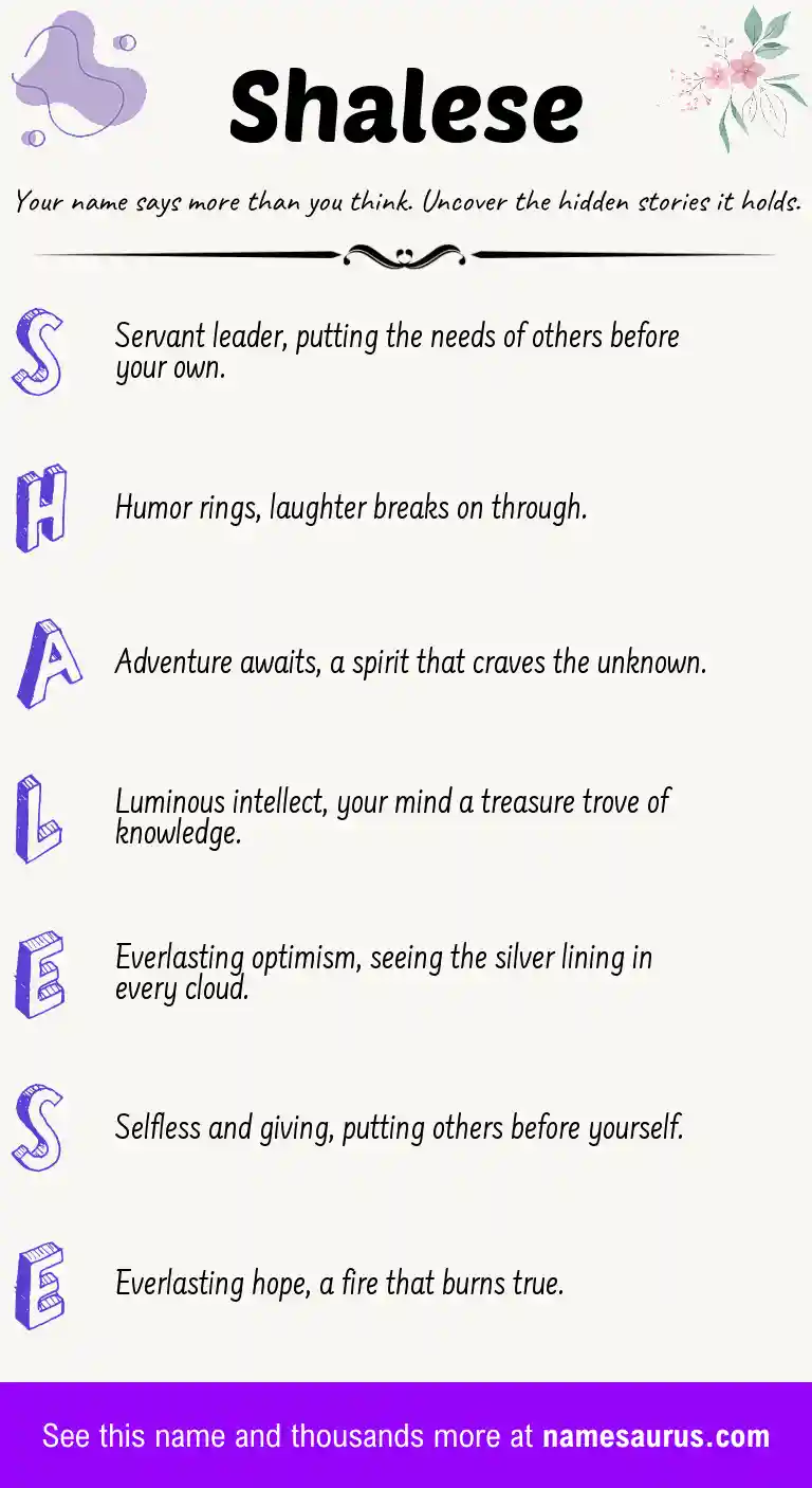 Acrostic poem about Shalese.