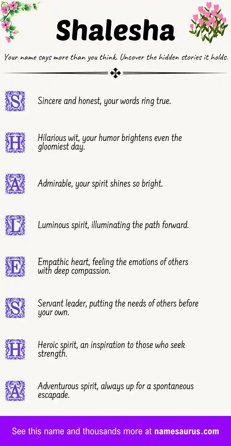 Acrostic poem about Shalesha.
