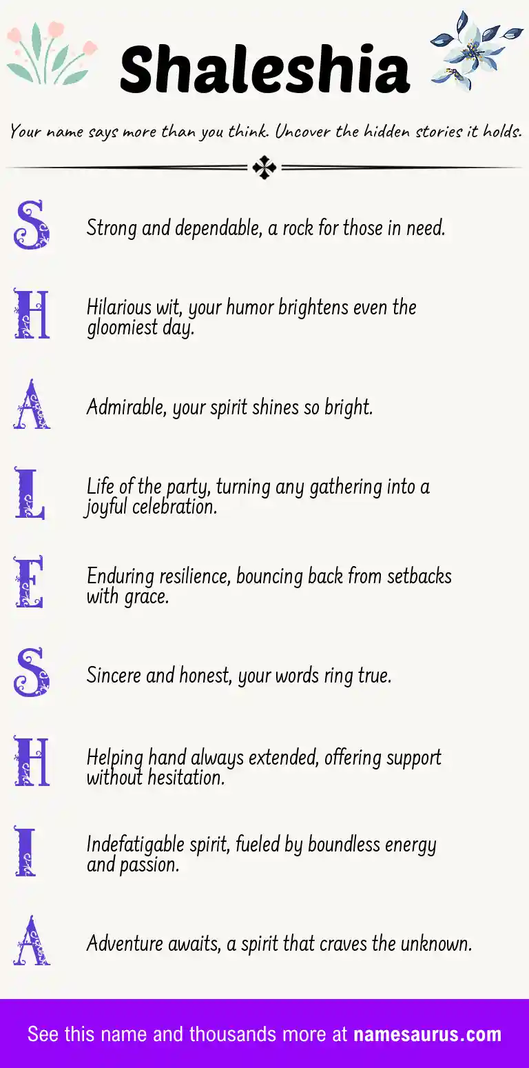 Acrostic poem about Shaleshia.