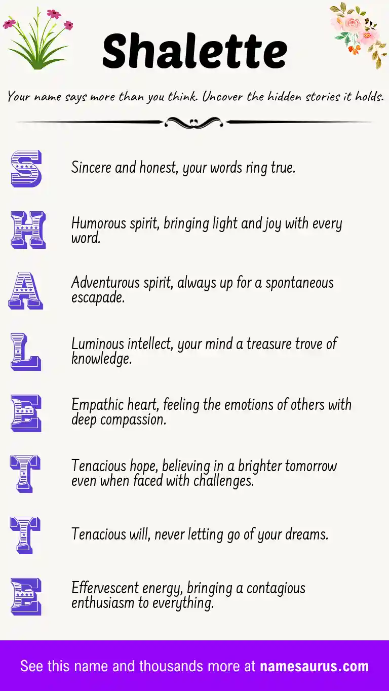 Acrostic poem about Shalette.