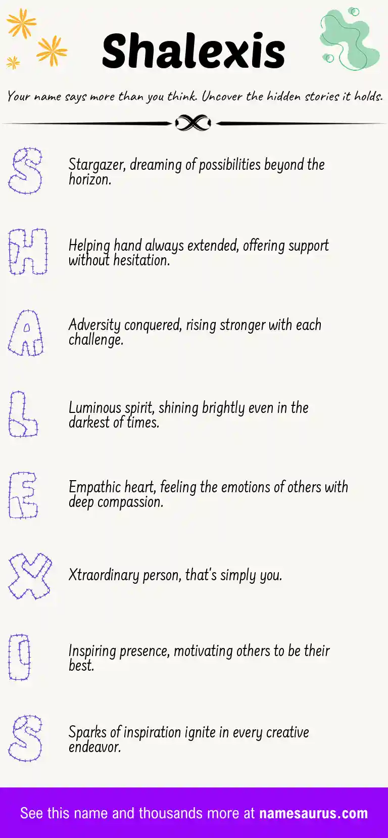 Acrostic poem about Shalexis.