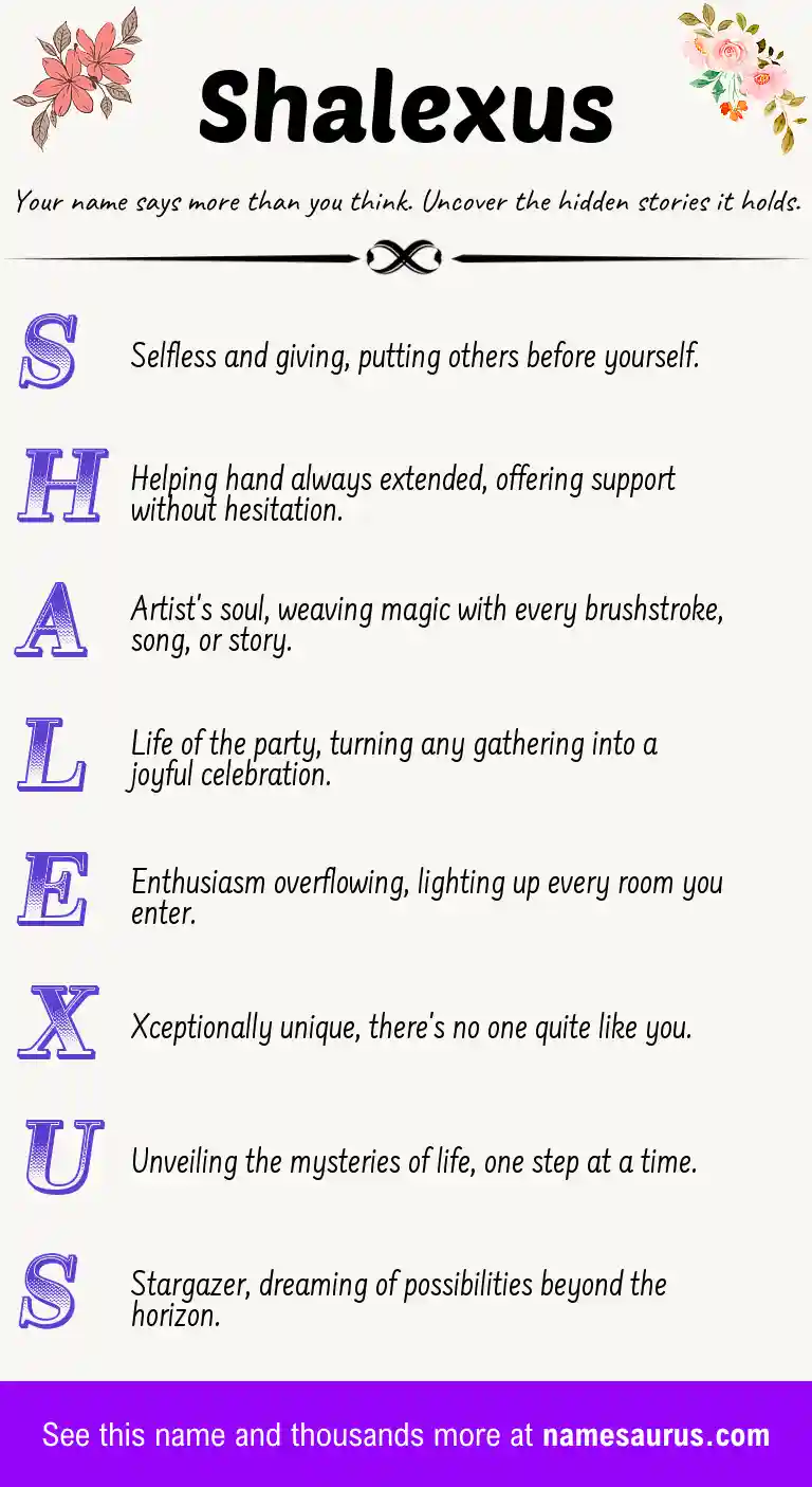 Acrostic poem about Shalexus.